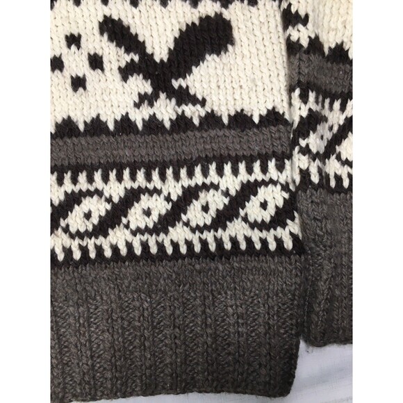 American Eagle Sweater Chowichan Style Chunky Knit Wool Cowl Shawl Collar Mens L - Picture 4 of 11